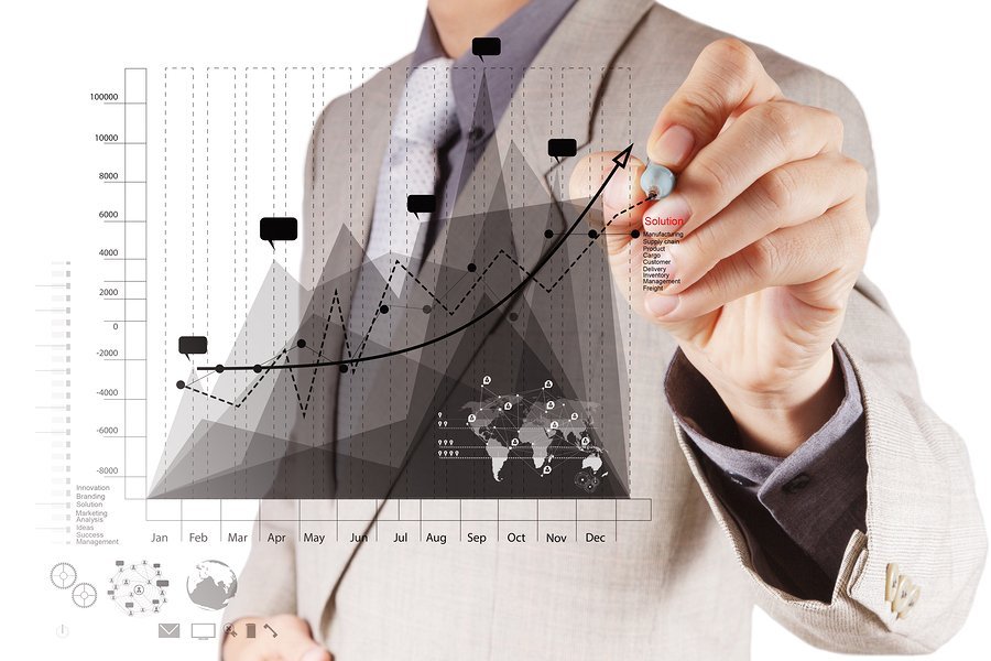 Person drawing a line on a graph