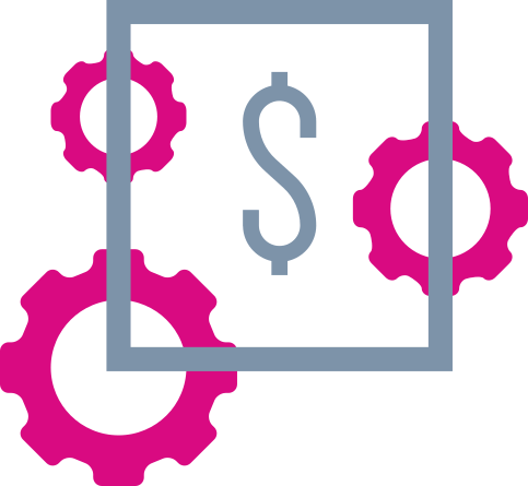 billing dollar sign cogs icon