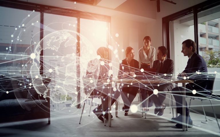 Global Business Concept Communication Network Management Strategy Digital Transformation